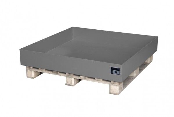 Stahl Auffangwanne S-2026 mausgrau RAL 7005 Volumen 230 Liter OHNE Gitterrost Abmessung 1200 x 1200 x 185 mm