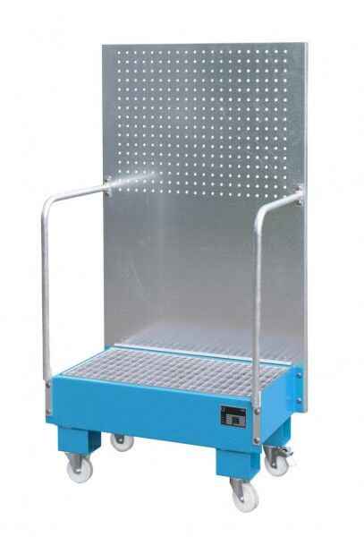 BAUER Mobile Auffangwanne Typ LPW-60-2 mit Lochplattenwand lichtblau RAL 5012