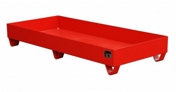 Stahl Auffangwanne S-2048 feuerrot RAL 3000 Volumen 217 Liter OHNE Gitterrost Abmessung 1800 x 800 x 275 mm