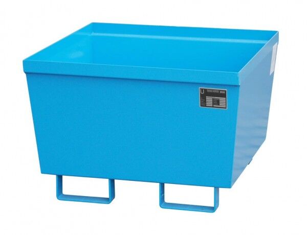 Stahl Auffangwanne AO-1 lichtblau RAL 5012 Volumen 229 Liter OHNE Gitterrost Abmessung 800 x 800 x 545 mm